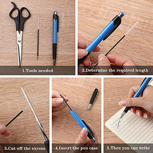 100 Pieces Ink Pen Refills Replaceable 0.7mm Ballpoint Pen Refills 4.2inch Blue Black Ink Refills Smooth Writing Pen Refills for Retractable Pens Office School Supplies (Black Blue)