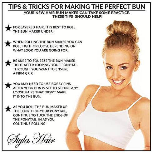 Styla Hair Magic Bun Maker (2 Small, 2 Large) Foam Sponge Bun Shaper Hair Accessories (Blonde)