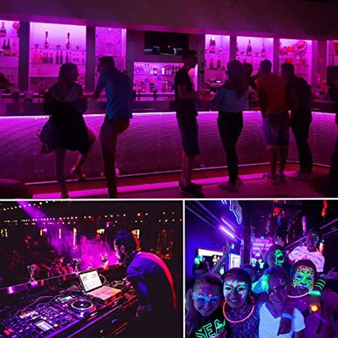 SHGPODA 33ft LED Black Light Strip Kit, 600 Units, 385nm-400nm, 12V Flexible Blacklight Fixtures, 10M LED Ribbon, Non-Waterproof for Indoor, Birthday, Wedding, Dark Party, Halloween, Christmas