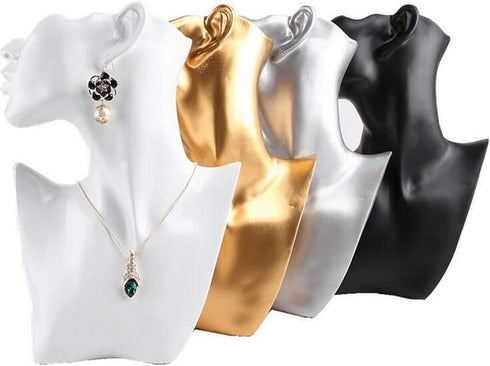 xiangshang shangmao Jewelry Necklace Earring Watch Head Bust Stand Mannequin Holder Display Rack Black