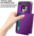 Vofolen Cover for Galaxy S9 Case Wallet Card Slot Holder Sliding Hidden ID Pocket Dual Layer Heavy Duty Protection Rugged Hard Shell TPU Bumper Armor Protective Case for Samsung Galaxy S9 (Purple)