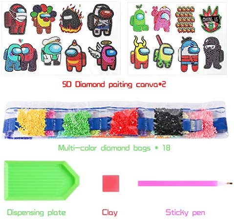 MEIEST 5D DIY Diamond Painting Stickers Kits for Kids,Game Us Diamond Art Mosaic Stickers by Numbers Kits Crafts Set for Children,Boys and Girls,Creative Handmade Art Craft Gift