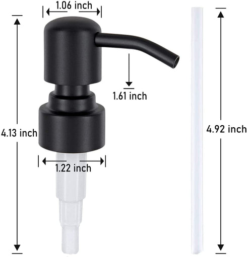 okasi Soap Dispenser Replacement Pump,2pack Black-Colored Brushed Metal Lotion Pump Parts,Soap Dispenser Pumps Fit Standard 8oz 16oz Boston Round Bottles, Stainless Steel