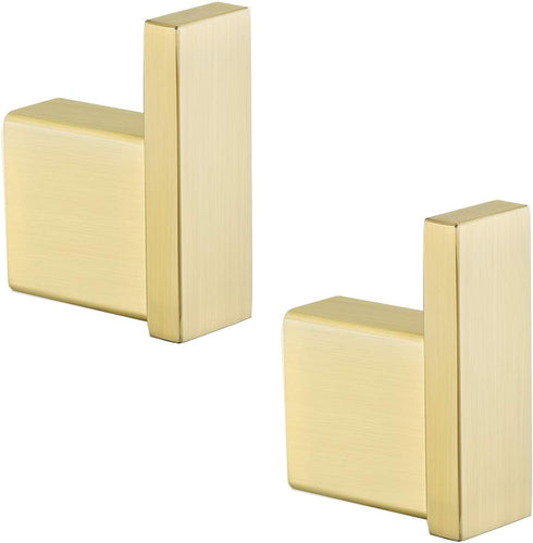 RANDOM Gold Towel Hooks, Coat Robe Clothes Hook for Bathroom Kitchen Garage Wall Mounted (2 Pack ), SUS 304 Stainless Steel Brushed Gold Hook,96009-8BG.