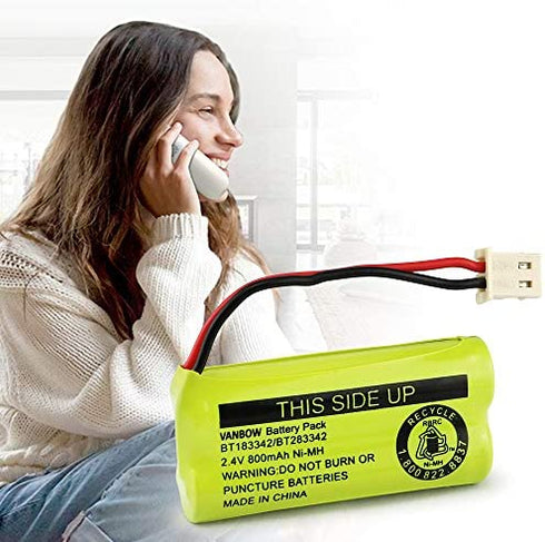 VANBOW BT183342/BT283342 2.4V 800mAh Ni-MH Battery Pack, Compatible with AT&T VTech Cordless Phone Batteries BT166342/BT266342 BT162342/BT262342 CS6709 CS6609 CS6509 CS6409 EL52100 EL50003 (Pack 2)