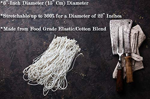 Rotisserie Elastic and Cotton Blend - Stretchy Twine - Food Grade - Heat Safe - Cooking Ties - Poultry Loops - 50 Pack