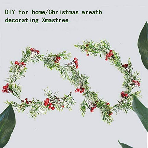 Domeal 2PCS 5.7Ft Artificial Christmas Garlands Decorative Xmas Garlands Christmas Decorations for Winter Home (Artificial Berry)