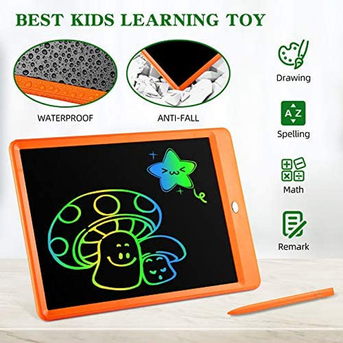 Writing Tablet 10 Inch Drawing Pad, Colorful Screen Doodle Board for Kids, Girls Gifts Toys for 3 4 5 6 7 8 9 10 Year Old Girls and Boys (Orange)