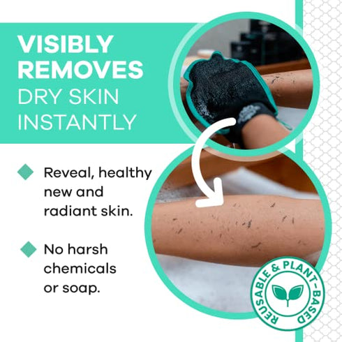 Dermasuri Deep Exfoliating Mitt Body Scrub for Soft Skin - Exfoliating Glove & Skin Cleanser - Part of the Best Skincare Kit for Women & Men - Cleanse Dead or Dry Skin - Exfoliator Tool