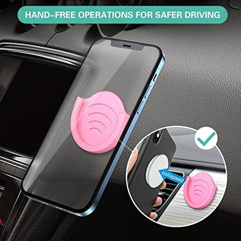 pop-tech Phone Grip Holder for Socket Users, 2 Pack Silicon Car Mount for Expanding Phone Stand with Strong 3M Adhesive Double Sided Tapes for Dashboard, Desk, Wall, Home, Office and More Pink