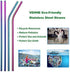VEHHE Metal Straws Drinking Straws 10.5" Stainless Steel Straws Reusable 8 Set - Ultra Long Rainbow Color-Cleaning Brush for 20/30 Oz for Yeti