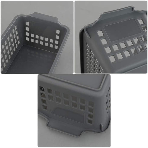 Gloreen Slim Pencil Plastic Basket, Grey Narrow Spices Storage Baskets, 6 Packs