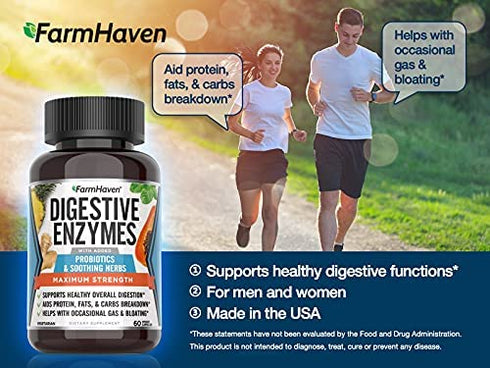 FarmHaven Digestive Enzymes Capsules, Digestion Supplements with Probiotics for Bloating & Bloat Gas Relief, Digest Aid - Enzyme Supplement to Boost Gut Health, Supplements for Digestive Health