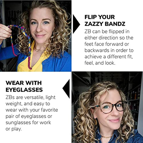 Zazzy Bandz - Curly Thick Hair Headband - Hair Blending (Two-Pack: Original Fit + Slim Relaxed Fit, Black)