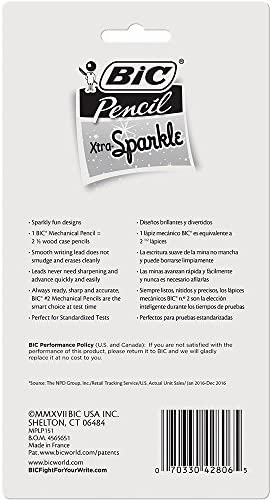 BIC Xtra-Sparkle Mechanical Pencil, Medium Point (0.7mm), Fun Design With Colorful Barrel, 15-Count