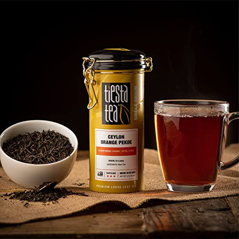 Tiesta Tea - Ceylon Orange Pekoe Black Tea, Loose Leaf Black Tea, High Caffeine, Hot & Iced Tea, 3 oz Tin - 50 Cups, Single Origin Premium Black Loose Leaf Tea from Sri Lanka, 100% Pure Unblended