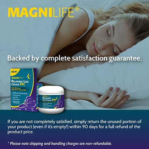 MagniLife Relaxing Leg Cream PM, Deep Penetrating Topical for Pain and Restless Leg Syndrome Relief, Naturally Soothe Cramping, Discomfort, and Tossing with Lavender and Magnesium - 4oz