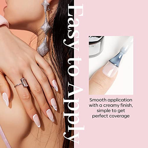 modelones Gel Nail Polish, 1 Pcs 15ml Transparent Milky White Jelly Gel Polish Set Sheer Pure White Color Nail Gel Polish Kit, Soak Off LED Salon DIY at Home Gel Nail Manicure Gift for Women Girls