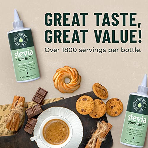 Stevia Liquid Drops, 8 Fl oz, 1823 Servings, Pure Concentrated Liquid Stevia Drops with Zero Calories & Zero Carbs, Delicious Sugar Substitute Great for Keto & Paleo Diets, by Natrisweet