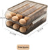 Egg holder for refrigerator Automatic Rolling, Egg Storage box Brown Transparent Drawer, Egg Tray Fridge Organizer For Household, Smart Stackable Devil Egg Container with Lid (Two Layers)