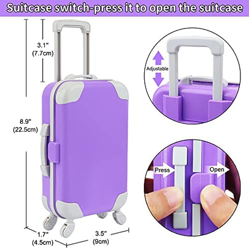 K.T. Fancy 23 pcs 18 Doll Accessories Suitcase Travel Luggage Play Set for 18 Inch Doll Travel Carrier, Sunglasses Camera Computer Phone Pad Travel Pillow Passport Tickets Cashes