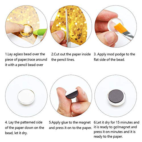 Ceramic Magnets for Craft Fridge Refrigerator Magnets with Transparent Glass Cabochons Round Disc Ferrite Ceramic Magnets for DIY Fridge Craft Making Magnet with Adhesive Backing