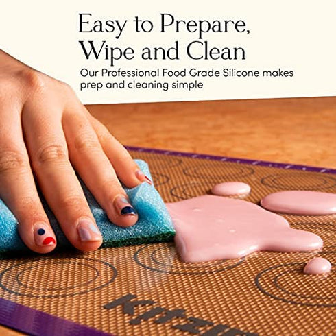 Kitzini Macaron Silicone Baking Mats. 2 Half Macaron Mats. BPA-Free Cookie Sheet. Non Stick Macaron Baking Mat. Professional Grade Silicon Baking Mat. Perfect for Macarons, Macaroons, Pastry & Cookies