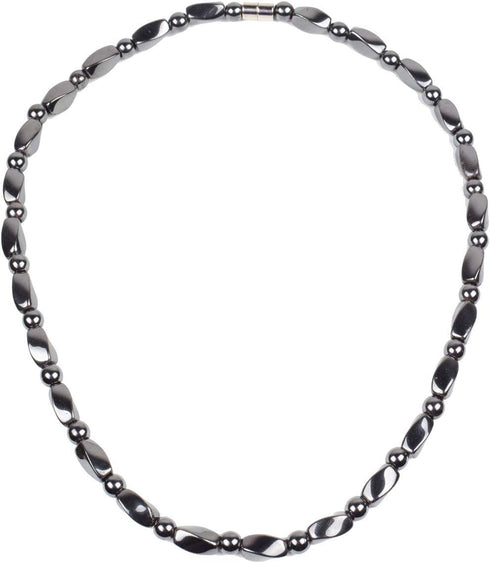 IRUMENG Mens Hematite Necklace Black, Strong Magnetic Necklace for Healing Therapy Reduce Pain in the Neck, Shoulder, and Head - 21.6 inch (55cm)