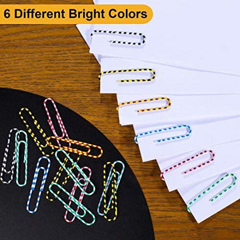 Vinaco Paper Clips Color Stripe, 100 Pack Large Paper Clips 2 Inch (50 mm), Durable & Rust Resistant, Jumbo Paper Clips. Great for Office, School and Personal Use