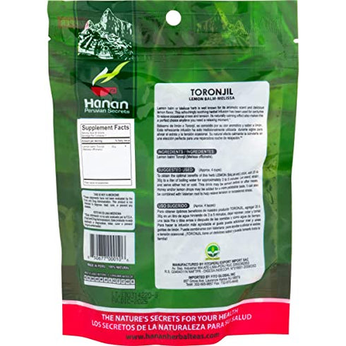 Hanan Lemon Balm Loose Leaf (Toronjil) 1.1oz (30g) - Melissa Herb for Relaxing Herbal Tea - Natural Dried Plant Leaves from Peru (not extract) – Melissa officinalis