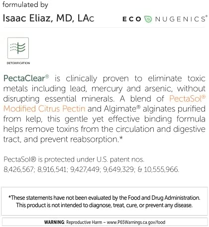 EcoNugenics PectaClear Healthy Detoxification Supplement with Modified Citrus Pectin and Alginate - Provides Safe and Natural Support Against Environmental Toxins and Pollutants (60 Capsules)