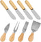 Set of 8, Wood Handle Cheese Knives and Spreaders, DaKuan Cheese Slicer Cheese Cutter Condiment Knives Set