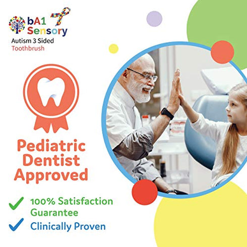 bA1 Health - 3-Sided Specialty Toothbrush (Complete Coverage) - Autism, ASD, Special Needs, Sensory, Perio Brush for All Kids/Adults - Best for Sensitive Gums and Teeth! Choose From 4 Colors