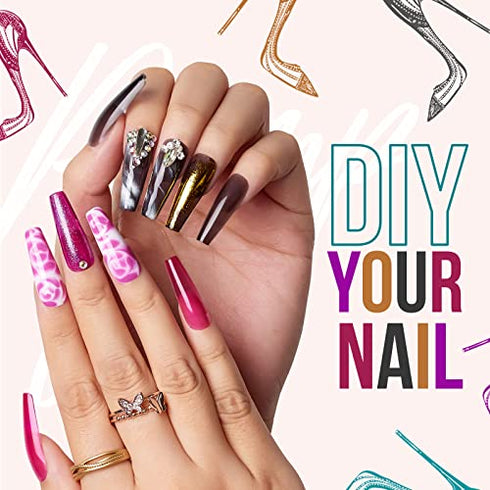 Makartt Acrylic Nail Kit, Long Ballerina Press On Nails Set Nail Tips Soft Gel Nail Tips Soak Off Nail Tips Full Cover Vivid Color with 4pcs Nail Glues 1pcs Nail File 240pcs Pump Ups Press on Nails