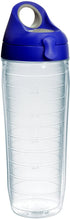 Tervis Made in USA Double Walled Clear & Colorful 24oz Water Bottle Insulated Tumbler Cup Keeps Drinks Cold & Hot, 24oz Water Bottle, Blue Lid