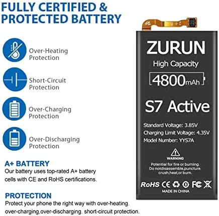 Galaxy S7 Active Battery ZURUN 4800mAh Li-Polymer EB-BG891ABA Battery Replacement for Samsung Galaxy S7 Active SM-G891 G891A G891F with Repair Screwdriver Tool Kit