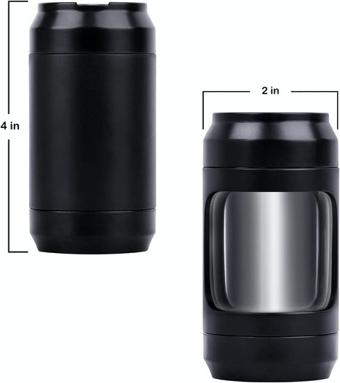 Light-Up LED Transparent Airtight Storage Jars with Herb Grinder Magnifying Viewing Jar Portable Lightweight for Easy Storage and Carrying (BLACK)