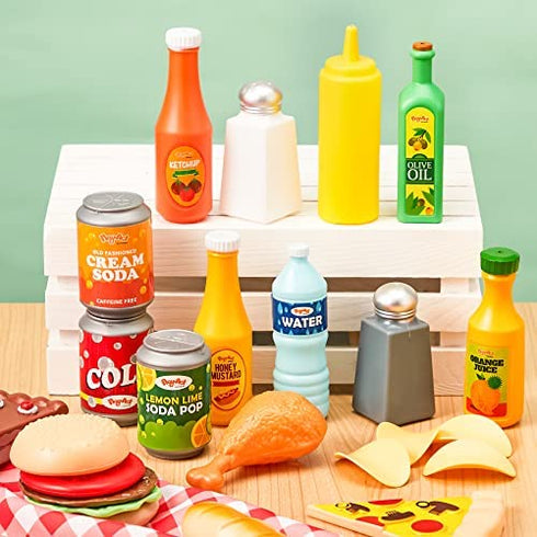 JOYIN 45 Pcs Play Food Sets for Kids Kitchen, Popular Grocery Store Play Food, Pretend Play Toy Set for Kids, Gifts for Toddlers, Boys and Girls