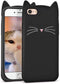 MEGANTREE Cute iPhone SE 2022 case, iPhone SE 2020 case, Black Whisker Cat Ears Kitty Case, iPhone 7 case, iPhone 8 case, iPhone 6 case, iPhone 6s case, Funny 3D Cartoon Animal Soft Silicone Cover