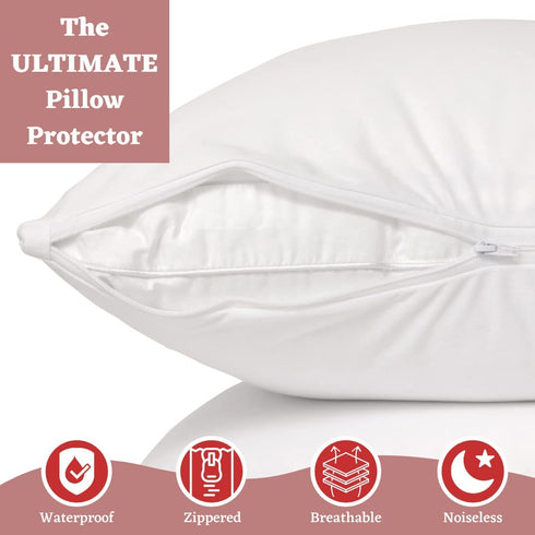 Guardmax Waterproof Pillow Protectors - Zippered Pillow Covers Bed Bug Hypoallergenic Pillow Cases, Protects from Dirt, Debris - Standard Size (20"x26") 4 Pack