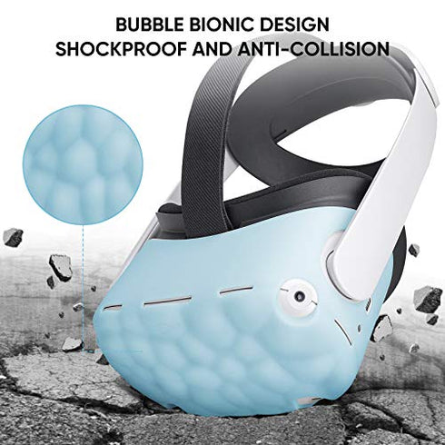 SARLAR Design Silicone Cover Shell Protector for Oculus Quest 2 Headset and Touch Controller Accessories Shockproof and Anti-Collision, Front Face Cover with Grip Cover and Lens Protect Cover