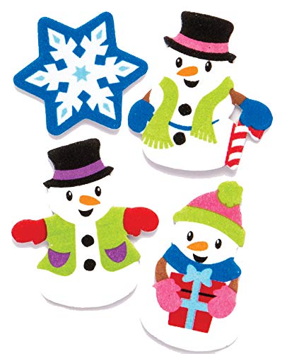 Baker Ross AR685 Snowman Foam Stickers - Pack of 120, for Kids' Christmas Crafts and Art Projects, Cards, Party Bags, and Ornaments, White
