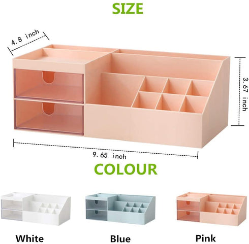 Multifunction Desk Organizer, BREIS Makeup Storage for Eyeshadows, Concealers, Powders, Nail Polish,9.65x 4.8x 3.67 (White)