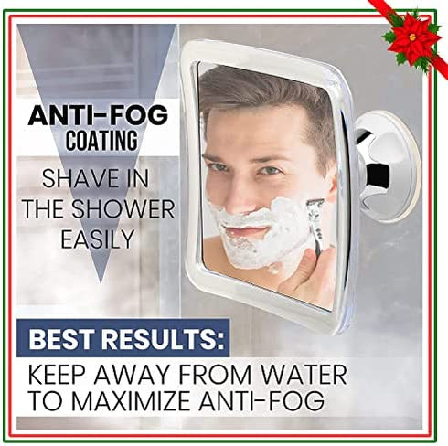 3X Magnifying Shower Mirror For Fogless Shaving with Suction Cup, Shatterproof Surface and 360° Swivel, 6.3 x 6.3\