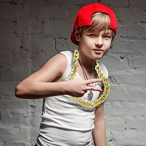 Skeleteen Rapper Gold Chain Accessory - 90s Hip Hop Fake Gold Costume Necklace - 1 Piece For Children
