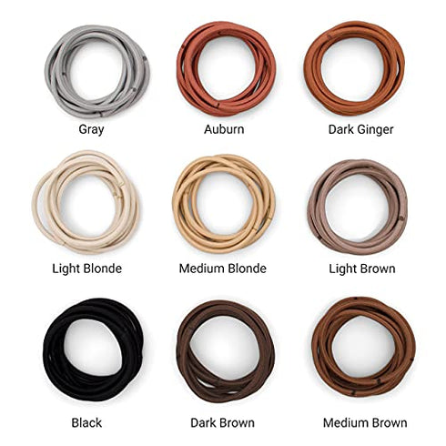 Heliums Gray Large Hair Elastics, 2.25 Inch 4mm Ponytail Holders, Match Your Hair Color Neutral Shades - 30 Pack
