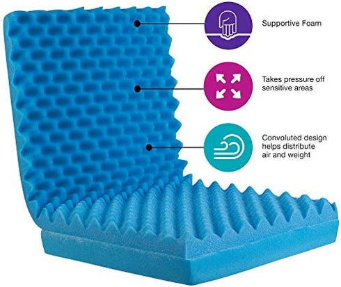 DMI Egg Crate Sculpted Foam Chair Cushion, Seat Cushion, Car Seat Cushion, Office Chair Cushion Relieves Back Pain, Tail Bone Pain, Sciatica, 32 X 18 X 3, Full Back