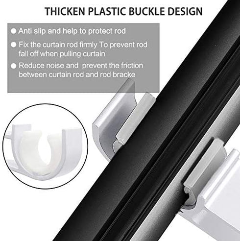 Curtain Rod Holders, Curtain Rod Bracket Set of 4 Rod Brackets White Heavy Duty Single Drapery Rod Holder With Screws, Curtain Holders Hooks For Wall Curtain Brackets For 1-1.2 Inch Curtain Rod