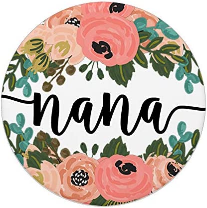 Nana In Pink Rose & Teal Flowers PACM021d PopSockets PopGrip: Swappable Grip for Phones & Tablets