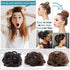 DeeThens Messy Bun Hair Piece Tousled Updo Hairpiece for Women Wavy Curly Scrunchies Clip in Claw Hair Bun Synthetic Chignon Claw Clip With Hair Attached (Darkest Brown)